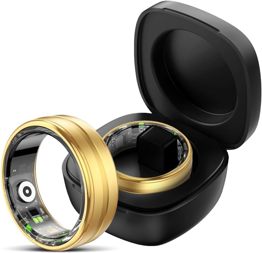 findtime Smart Ring for Men Women Gold Fitness Ring Android iOS Fitness Tracker Heart Rate Blood Oxygen Sleep Monitor Activity Tracker for Sports Time, Distance, Calories,GD11