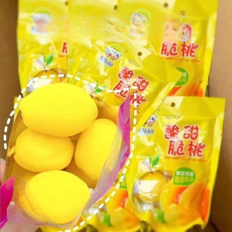 Crispy yellow peach, sweet and sour honey peach, dried fruit, juicy pickled peaches 23g, white peach candied fruit, preserved snacks, Dim sum, fruit snack pack, vegetarian, leisure snacks (2 packs)