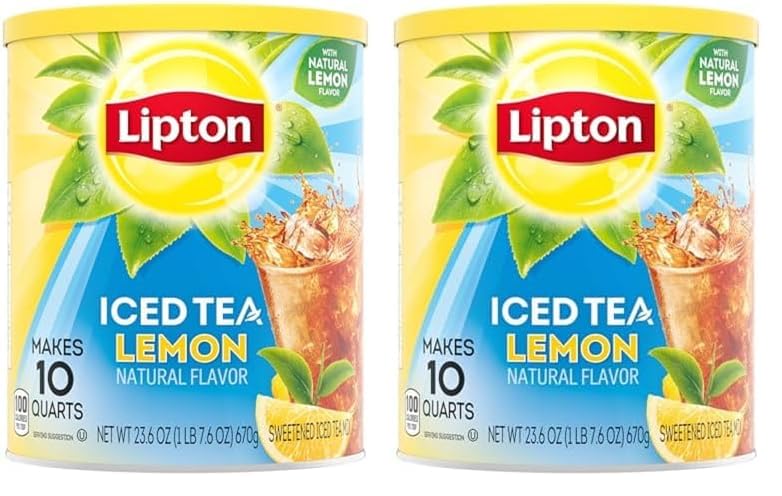 Lipton Lemon Iced Tea Mix, Sweetened, Makes 10 Quarts (Pack of 2)