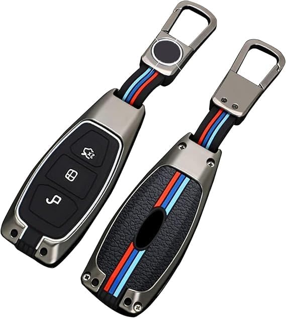 Kelay Zinc Alloy Ford Key Fob Cover for Focus, Fiesta, Galaxy, Kuga, Edge, Ranger, Mondeo, C-Max, S-Max - Sturdy 3 Button Matte Color Key Cover