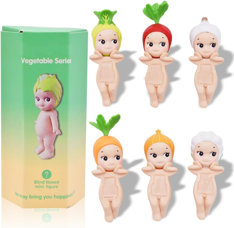 Mini Angel Hippers Lying Down Angel Anime Figures Toys Mini Figure Limited Edition,Cute Collectors Figure,1PCS Sealed Blind Box (Angel Vegetables)