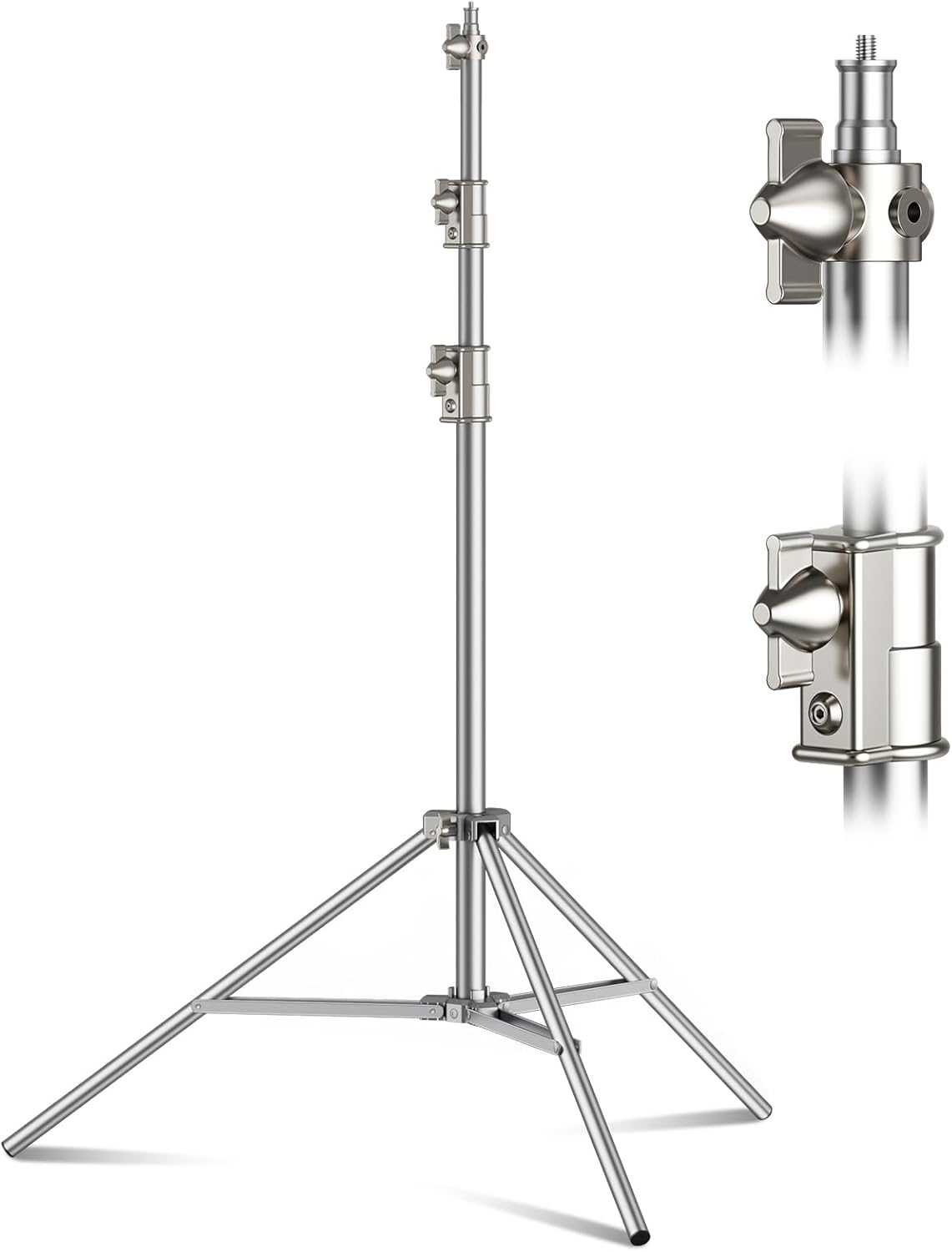 9.2 FT Stainless Steel Light Stand Photography, Heavy Duty Photography Tripod Stand with 1/4” to 3/8” Screw Adapter for Strobe,LED Video Light,Ring Light, Monolight, Softbox