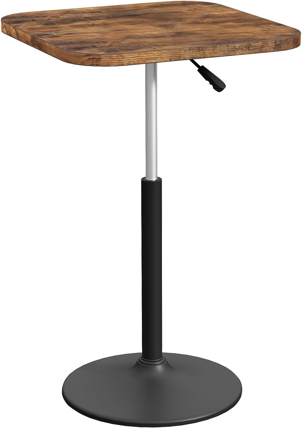 Bar Table, Height-Adjustable Pub Table 26.8-36.2 Inches, Cocktail Tables with Base, Counter Height Table for Small Space, Easy to Assemble, Rustic Brown and Black BTHR5501