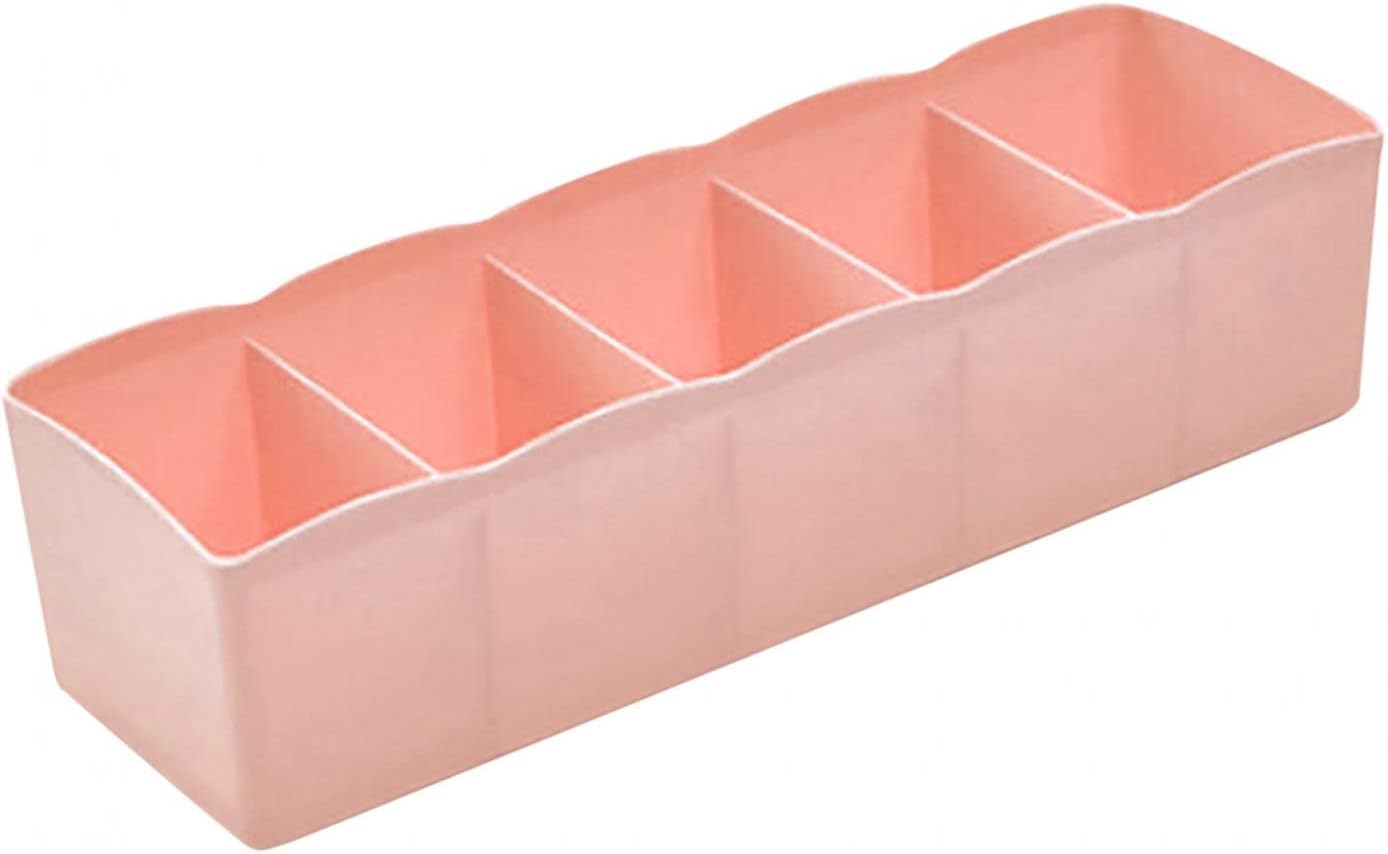 Sbyhbhyds 5 Cells Foldable Underwear Drawer Organizer Dividers 1 Pc, Closet Clothes Plastic Dresser Box, Compartments Organizers Storage Boxes for Cosmetic,Panties,Socks,Stockings,Scarves,Ties&Bras
