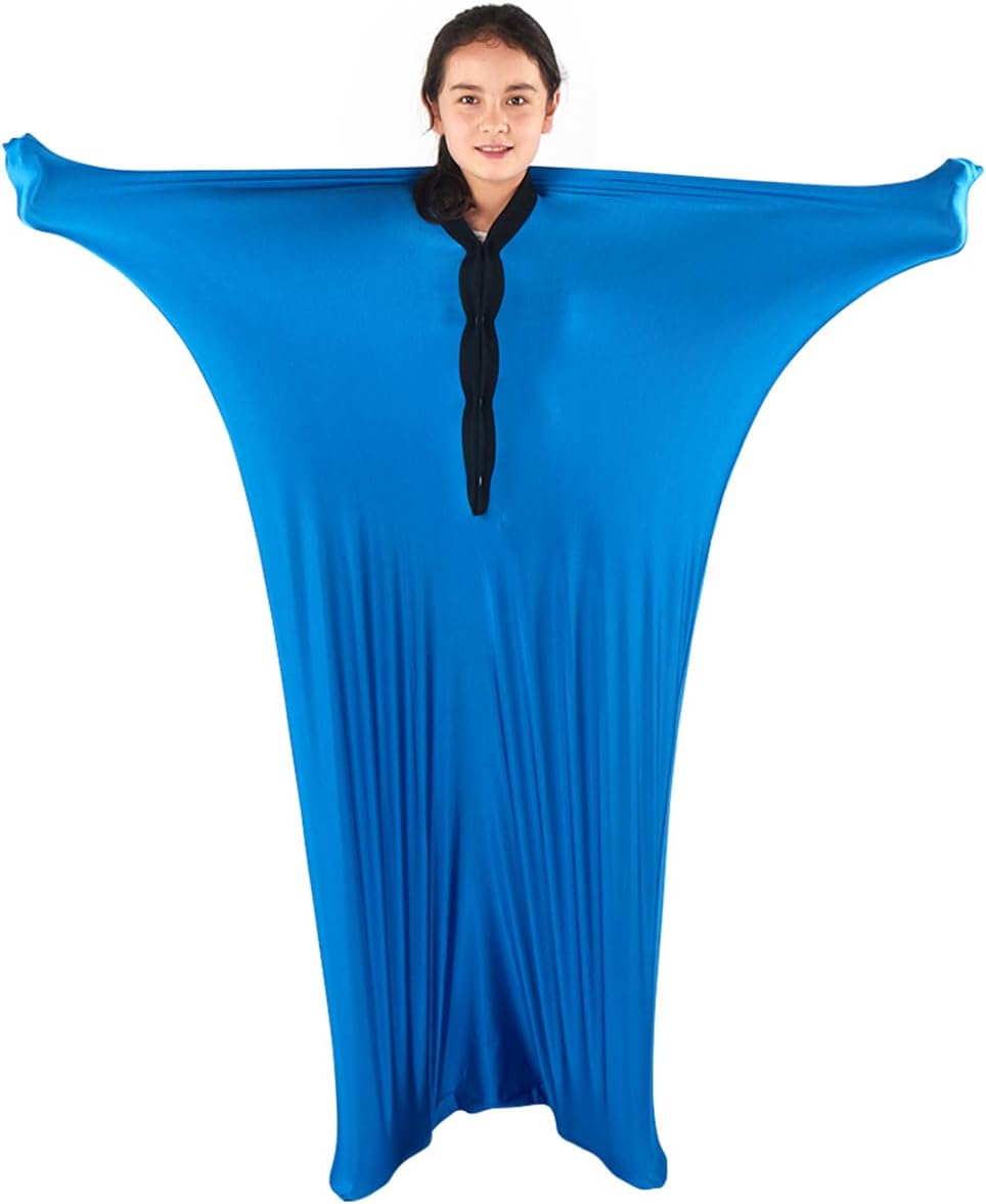 TOPARCHERY Sensory Sox Body Socks - Full-Body Wrap to Relieve Stress for Individuals with Autism - Deep Pressure Simulation Body(Large 56"x27",Blue)