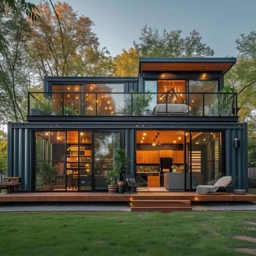 2-Storey Portable Expandable Prefab House – Tiny Home for Adults, Mini Foldable Container House, Mobile Modular Home, Double Floor Prefab Living Space