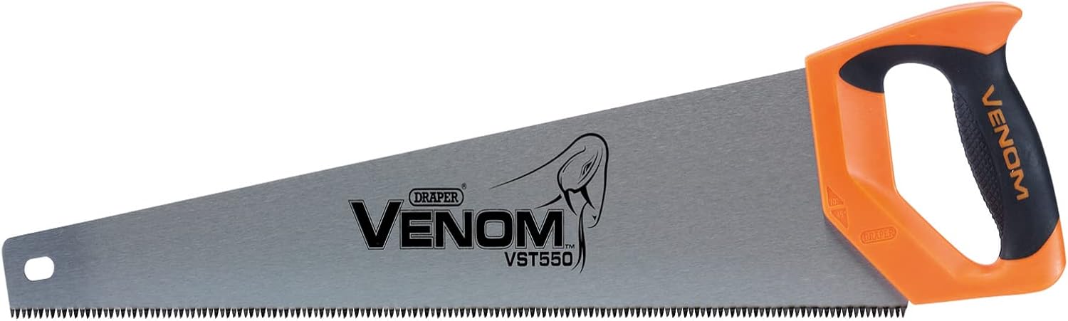 Draper 82203 Venom First Fix Venom Triple Ground 8PPI Handsaw, 550 mm Blade Length , Orange