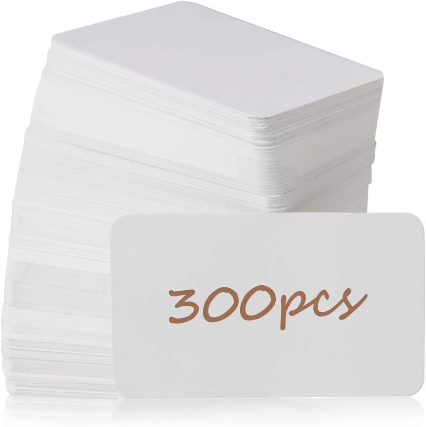 Primbeeks 300pcs Premium White Blank Business Cards, 3.5x 2.2 inch Small Blank White Cardstock Note business kraft paper cards