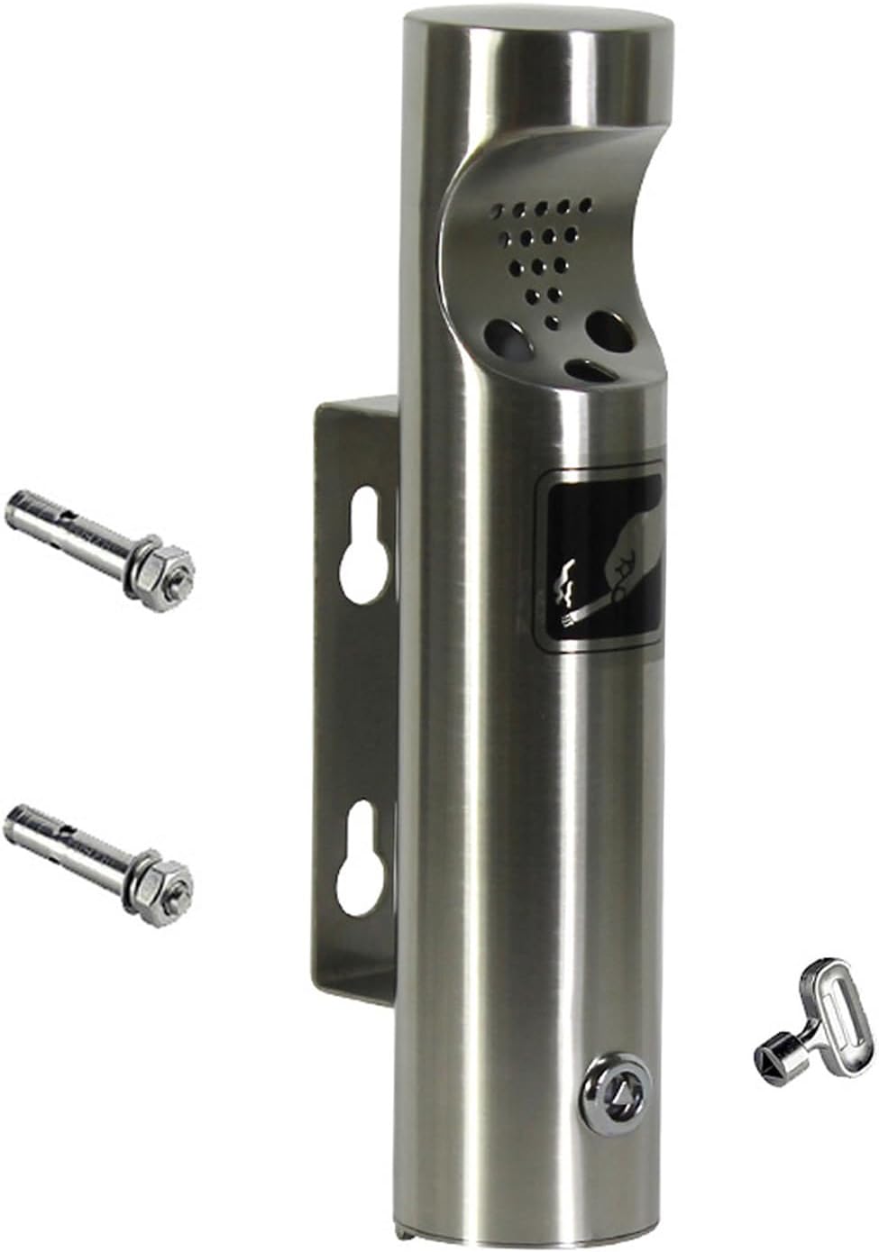 Outdoor Ashtray, Cigarette Bin Wall Mounted Stainless Steel Lockable Ash Tray for Mall Hotel Pub Office Restaurant Bar 11.22x2.44 Inch