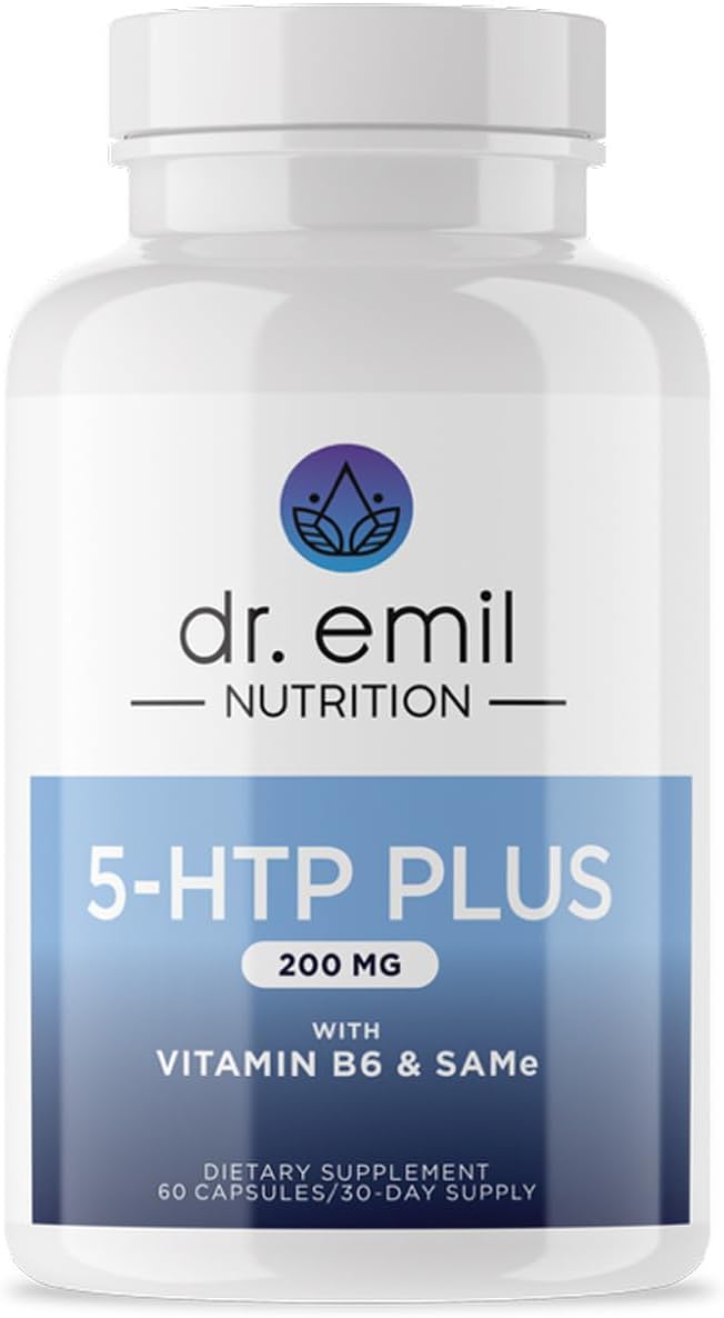 DR. EMIL NUTRITION 200 MG 5-HTP Plus with SAM-e to Maintain Normal Healthy Sleep and Create a Sense of Wellbeing - 5HTP Supplement with Vitamin B6-60 Vegan Capsules, 30 Servings