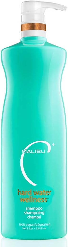 Malibu C Hard Water Wellness Hair Shampoo - Sulfate Free Shampoo that Increases Hydration and Vibrancy - Protects Hair from Waterborne Elements + Removes Build Up (33.8oz)