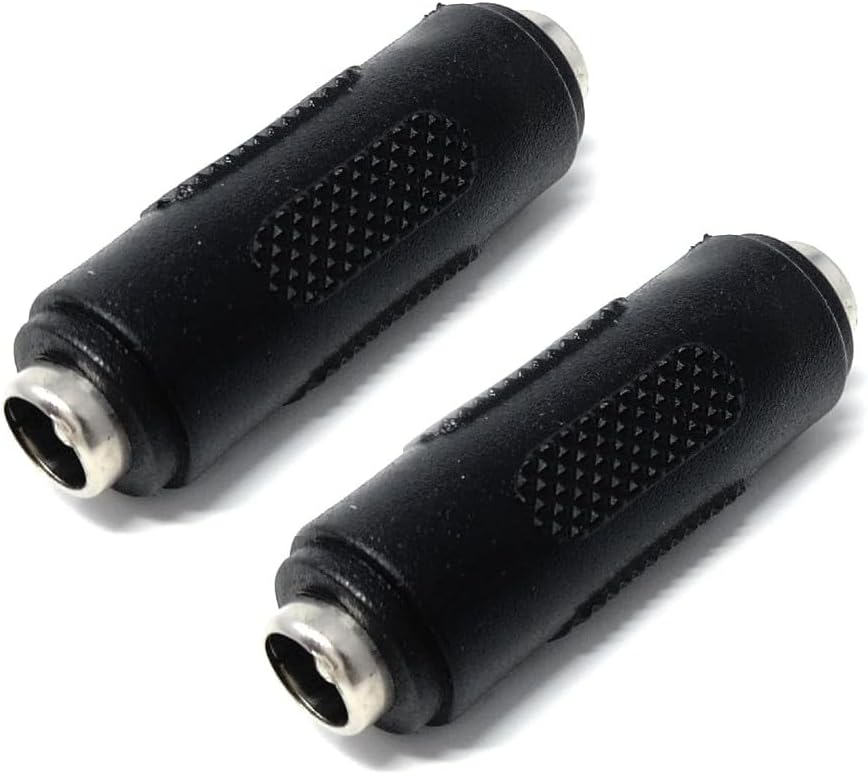 DRUT 2pcs. 5.5mm x 2.5mm DC Power Coupler Female to Female Gender Changer Cable Adapter Connector For CCTV Camera, LED Lights etc. (2, Black)