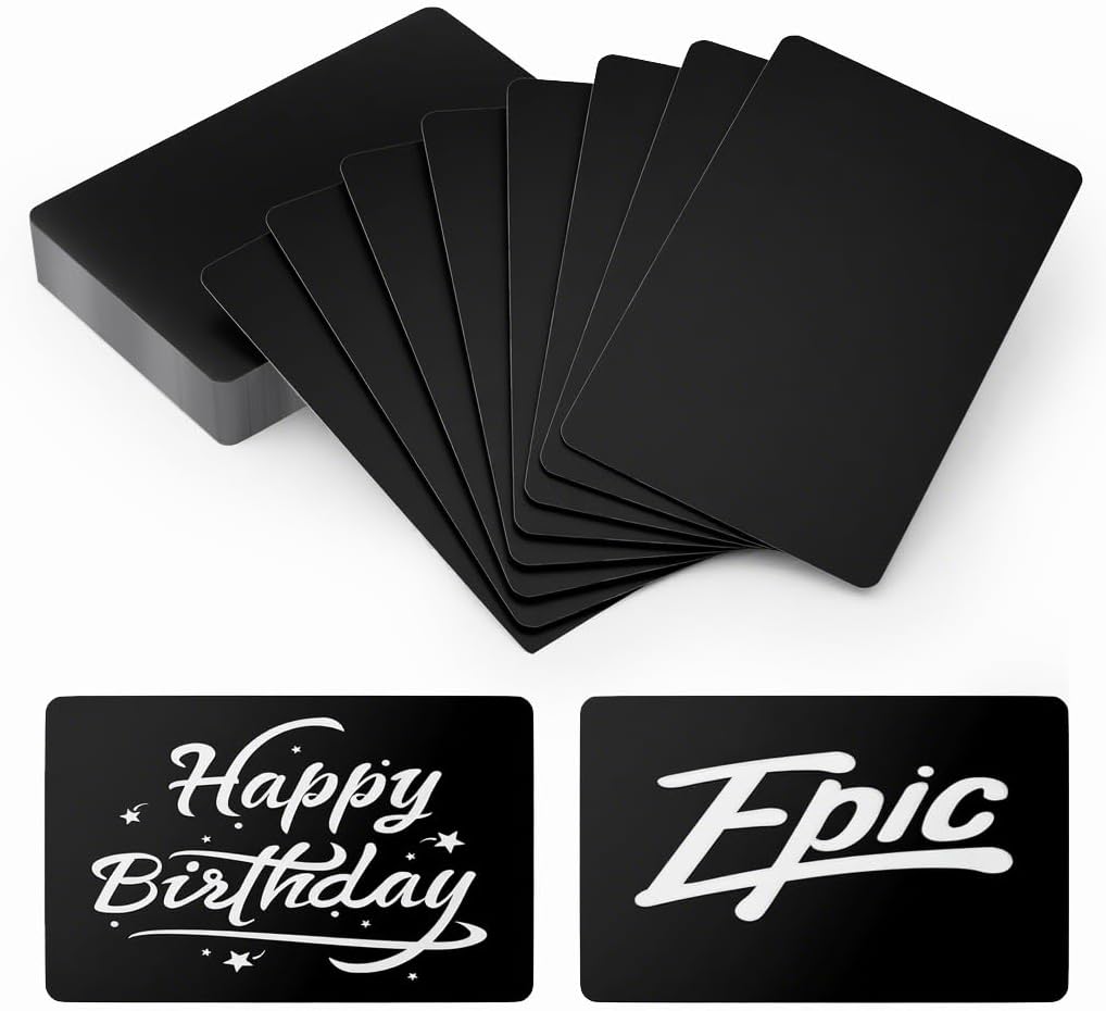 50 Pcs Metal Business Card Blanks Laser Engraving Premium Aluminum Sheet Multipurpose DIY Gift Metal Cards Black 86 X 54 X 0.21 MM