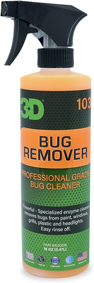 3D Bug Remover - All Purpose Exterior Cleaner & Degreaser to Wipe Away Bugs on Plastic, Rubber, Metal, Chrome, Aluminum, Windows & Mirrors, Suitable for use on Car Paint, Wax & Clear Coat 16oz.