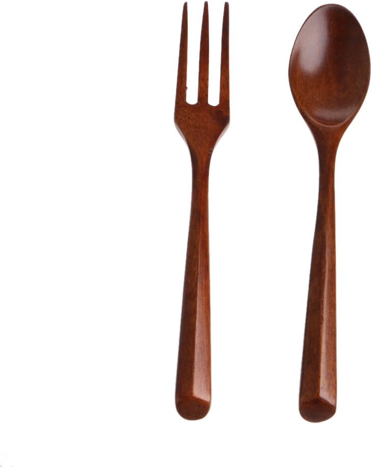 ASHLUYAK Set Wooden Dinner Spoon Fork Wood Cutlery Salad Cooking Dining Utensil Tableware