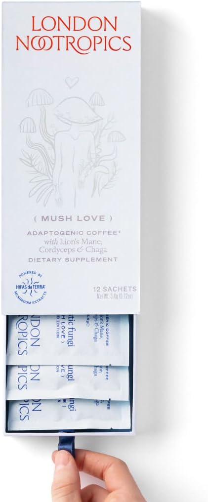 London Nootropics - Mushroom Coffee Box - Flow & Mojo Adaptogenic Mushroom Coffee - 12 Sachets