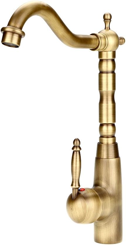 Sink Faucet - Antique Retro Style Solid Brass Kitchen Bathroom Basin Sink Faucet Hot & Cold Pipes Mixer Tap, Bring a Touch of Elegance and Luxurious Into Your Home