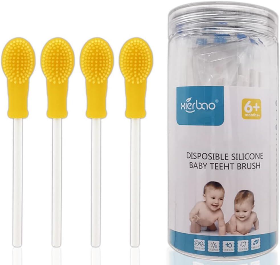 Baby Tongue Cleaner Newborn Toothbrush - Disposable Silicone Infant Oral Cleaner for Tongs,Toddler Cleaning Teeth brush for Milk Build Up, Thrush Mouth Treatment 0-36 Months Must Haves (white, 15 pcs)