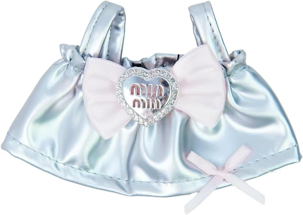 Stylish LBB Clothes for Doll LBB Accessories, Silver Glamour with Pink Bow Accent, Macarons Dolls Clothes Premium LBB Outfit with Accessories ,Sparkling Macarons Dolls Dress