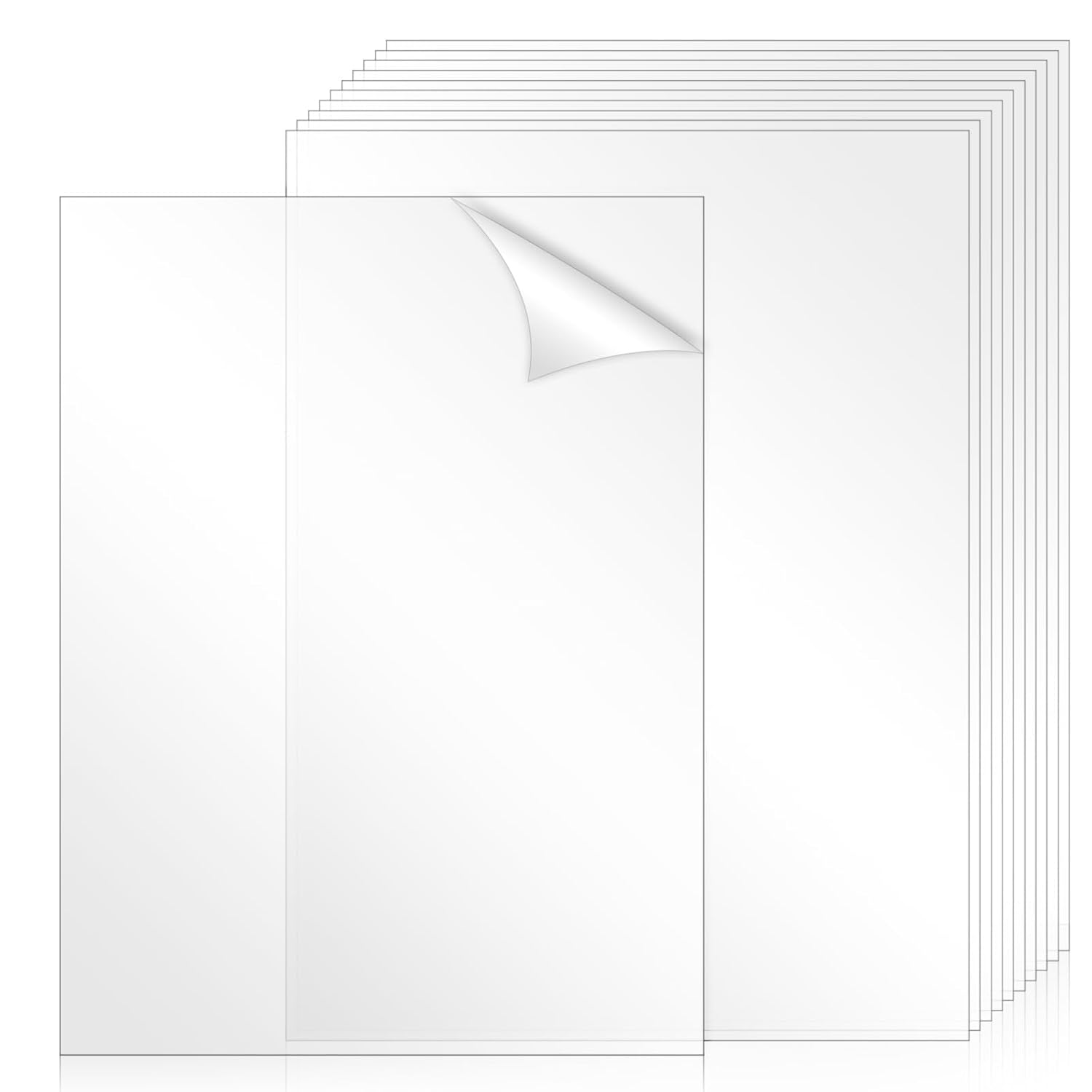 TKOnline 10 PCS Plexiglass Sheets, 8.5" x 11" x 0.02 Clear PET Sheet Panels, Clear Acrylic Plastic Sheet for Picture Frame, Invitations, Poster Frames Plastic Board ﻿