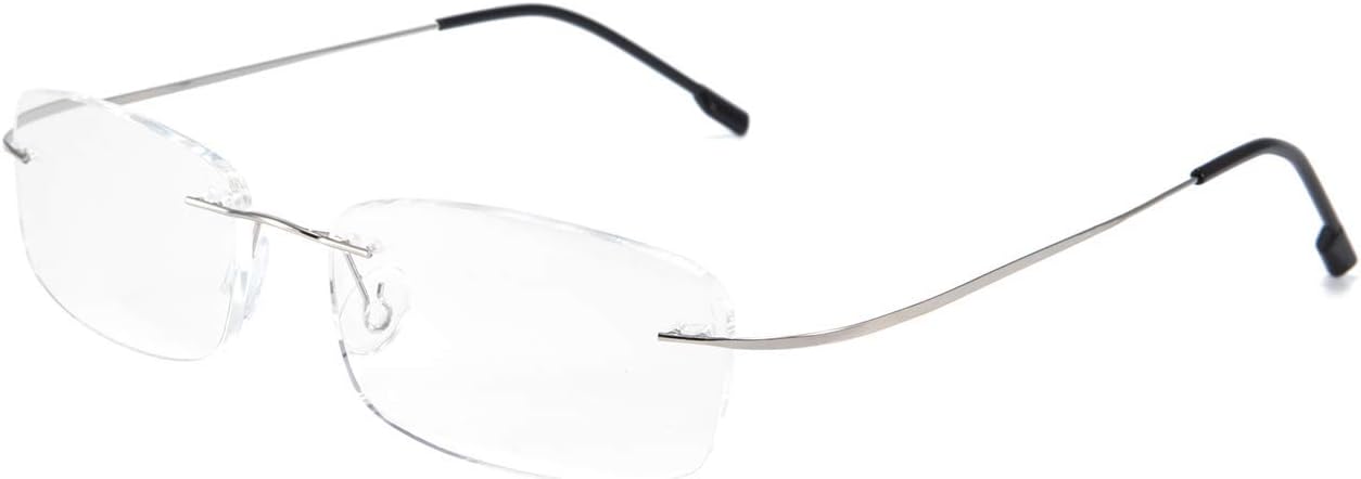 Bumjazz Rimless Frameless Titanium Frame Light Reading Glasses Spring Hinge Reader for Men Women