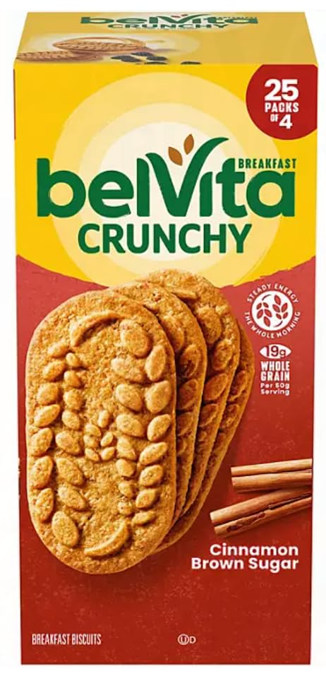 Generic Belvitas Tasty Cinnamon Brown Sugar Breakfast Biscuits, Whole Grain, 3g Fiber, No High-Fructose Corn Syrup, 25 pk of 4,100 total biscuits