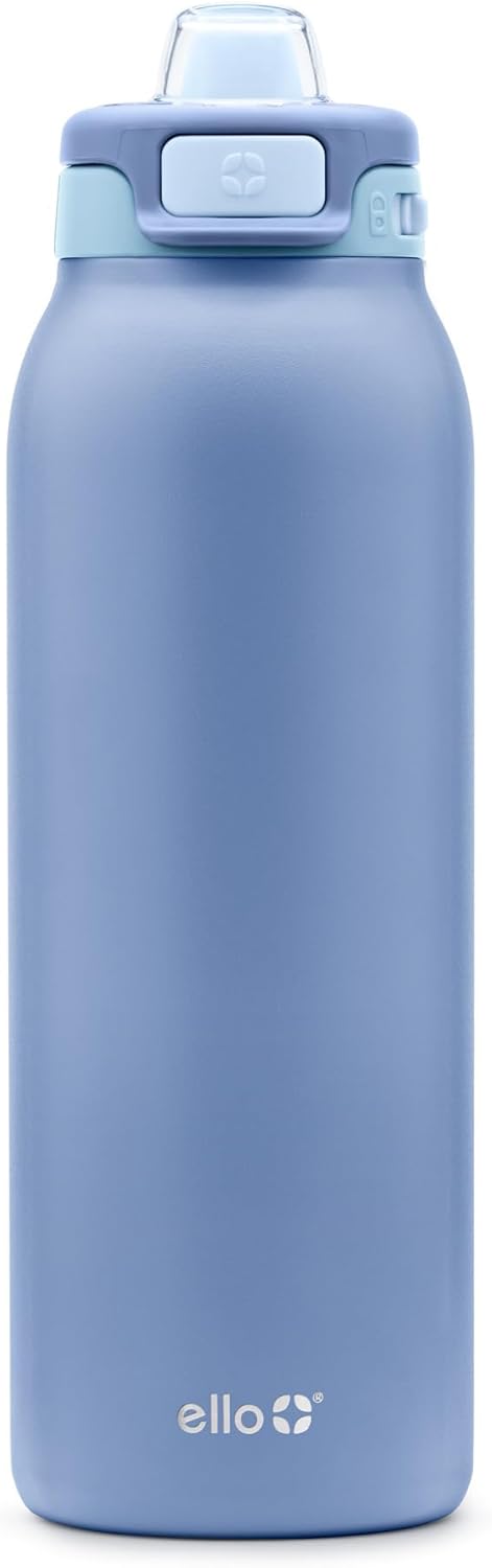 Ello Pop & Fill Stainless Steel Water Bottle with Quick Fill Technology, Double Walled Vacuum Insulated Metal, Leak Proof Locking Lid, Sip & Chug, BPA Free, Holiday Gift for Him Her, 22oz, 32oz, 40oz