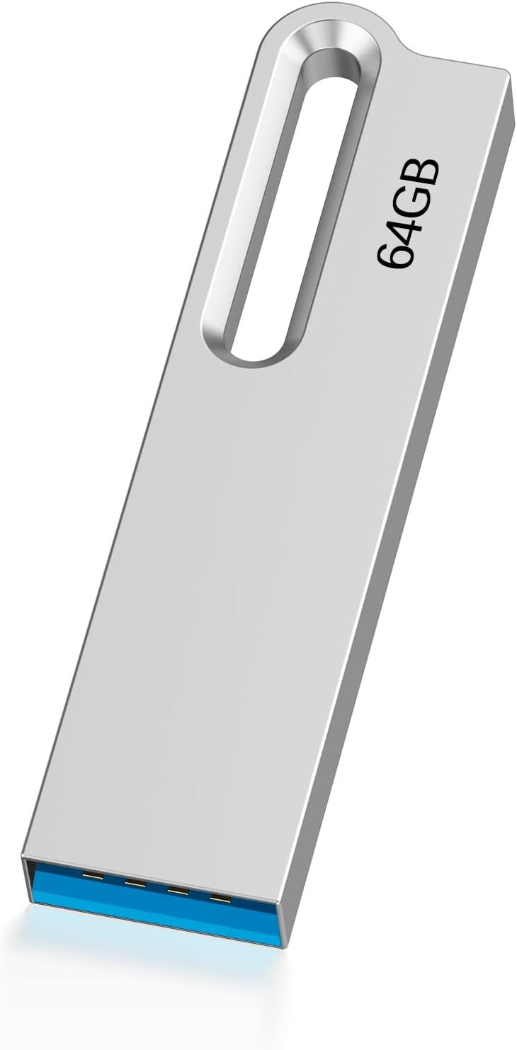 KOOTION 64 GB USB 3.0 Flash Drive Metal Thumb Drive with Keychain 64 GB Waterproof Jump Drive Memory Sticks for Computer/Laptop Storage Backup(64 GB 3.0, Silver)