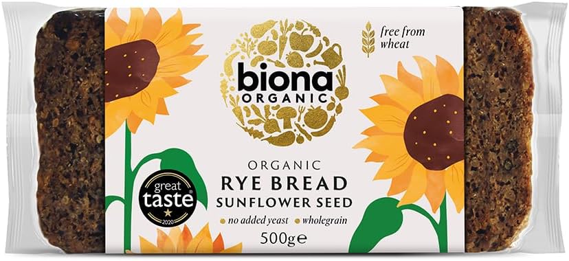 Biona Rye Sunflower seed Bread Organic 500g (Pack of 7)