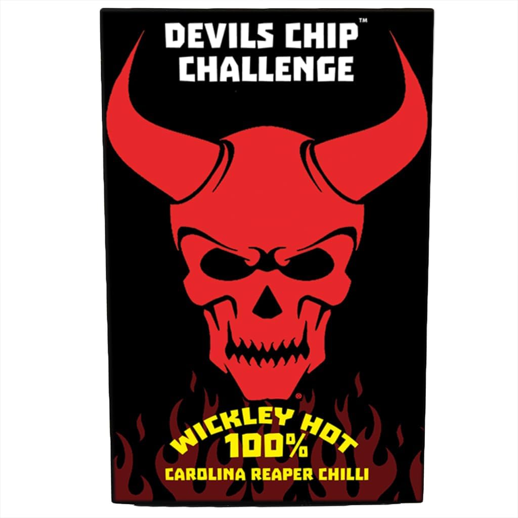 DEVILS CHIP CHALLENGE - World Hottest Chip with Carolina Reaper and Natural Flavour - Vegan Hottest Chip Challenge for Friends and Family Gatherings/Halloween/Parties