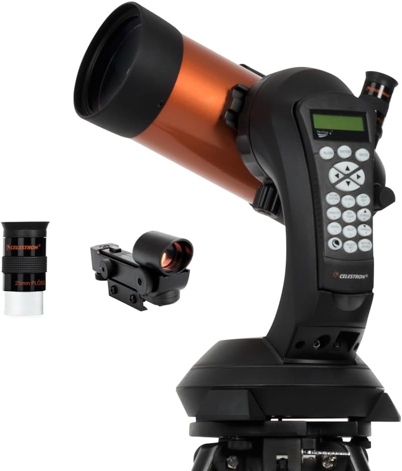 Celestron 11049 NexStar 4SE Computerised Maksutov-Cassegrain Telescope with Fully Automated Mount, SkyAlign Technology and XLT Coating, Black/Orange