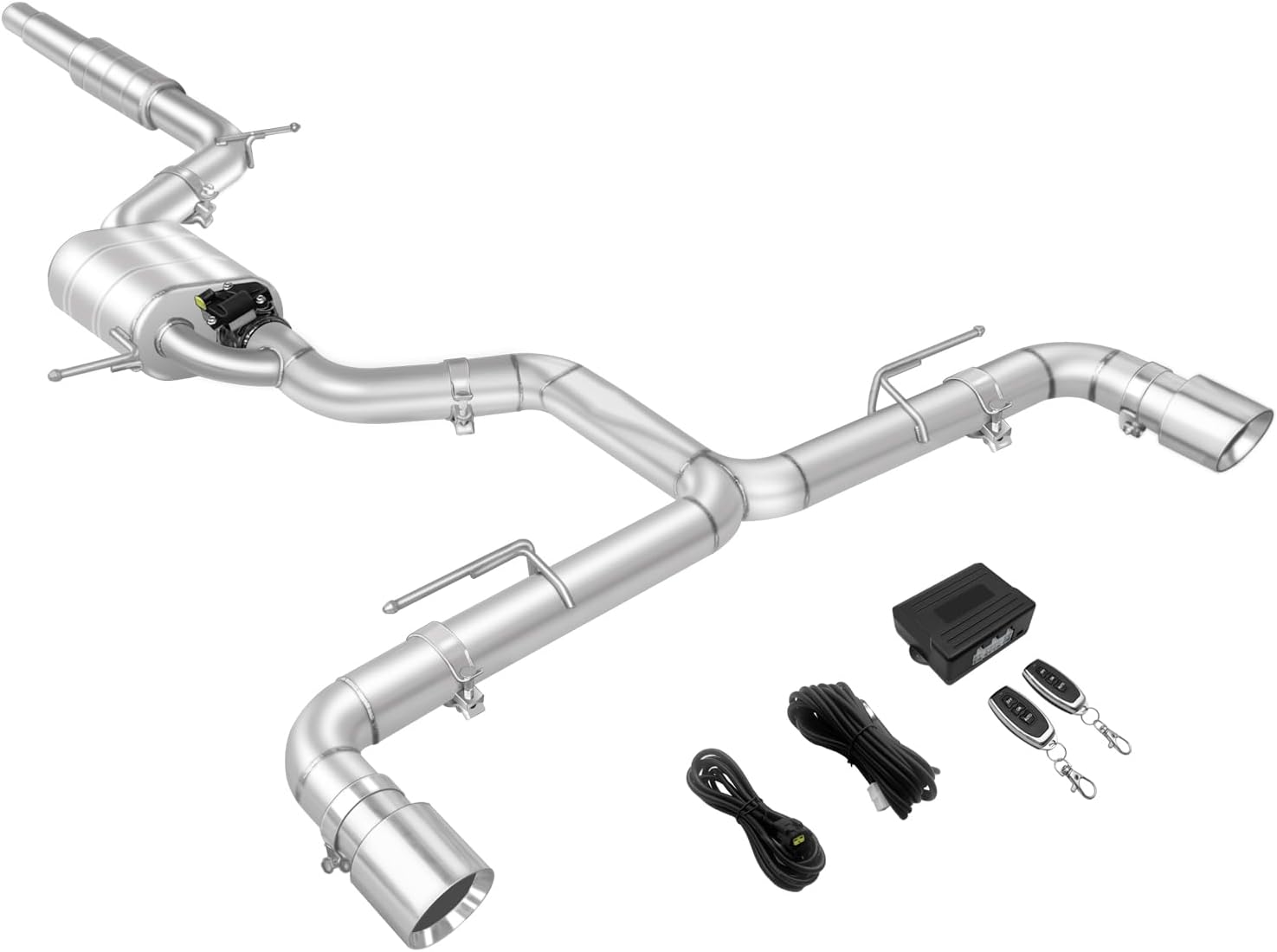 Catback Exhaust System, Muffler Cat Back Valved Exhaust Cutout Kit for 2015–2021 Golf MK7 / MK7.5 GTI