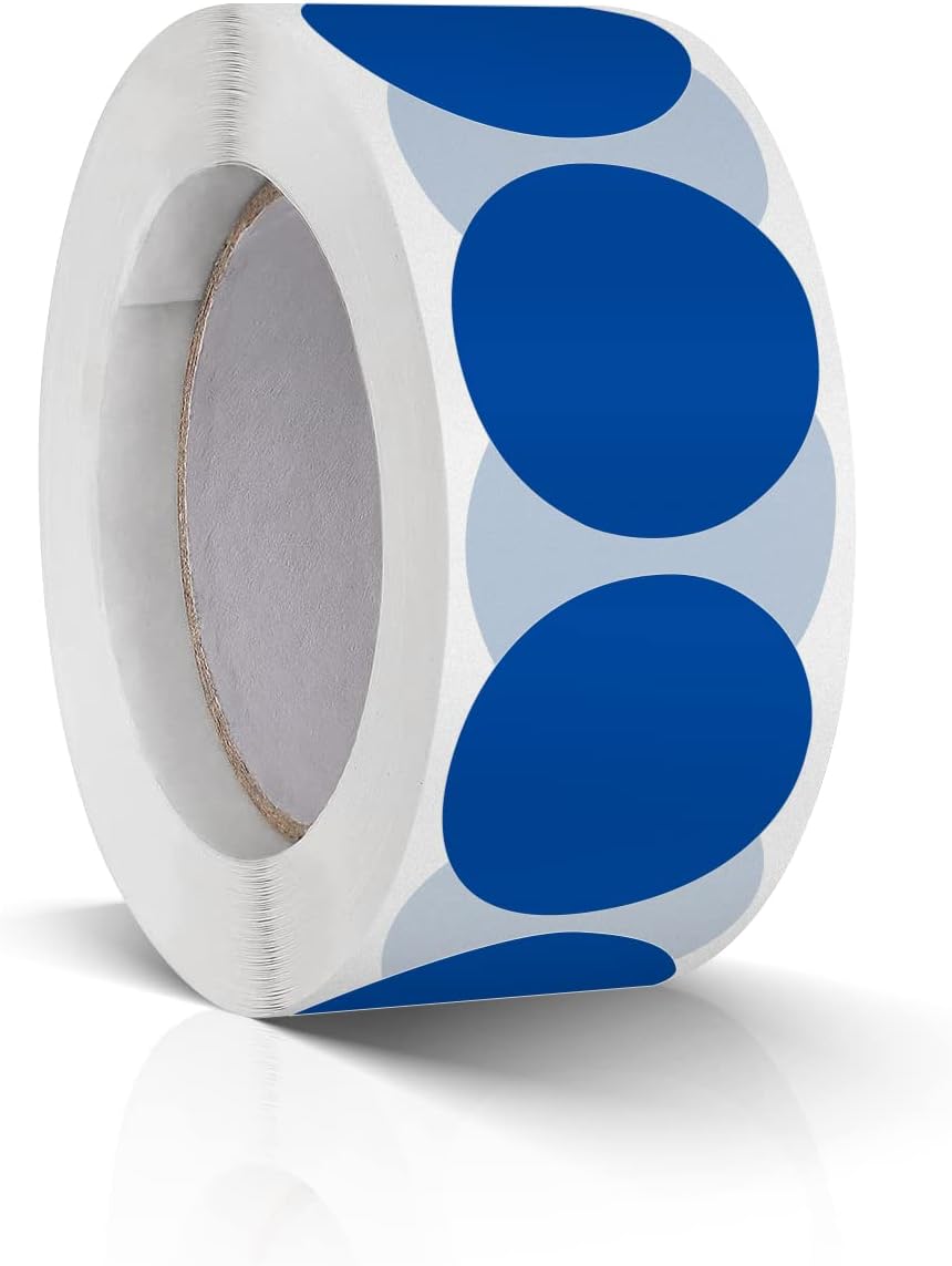 Round Stickers Blue 25 mm Circle Labels Colour Coding Dot Vinyl Floor Sticker Waterproof Removable Roll of 500