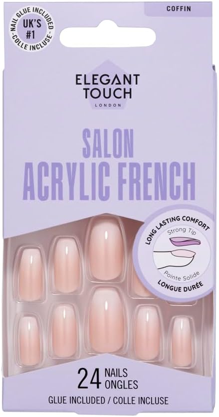 Elegant Touch French Acrylic Nails No. 2 COFFIN