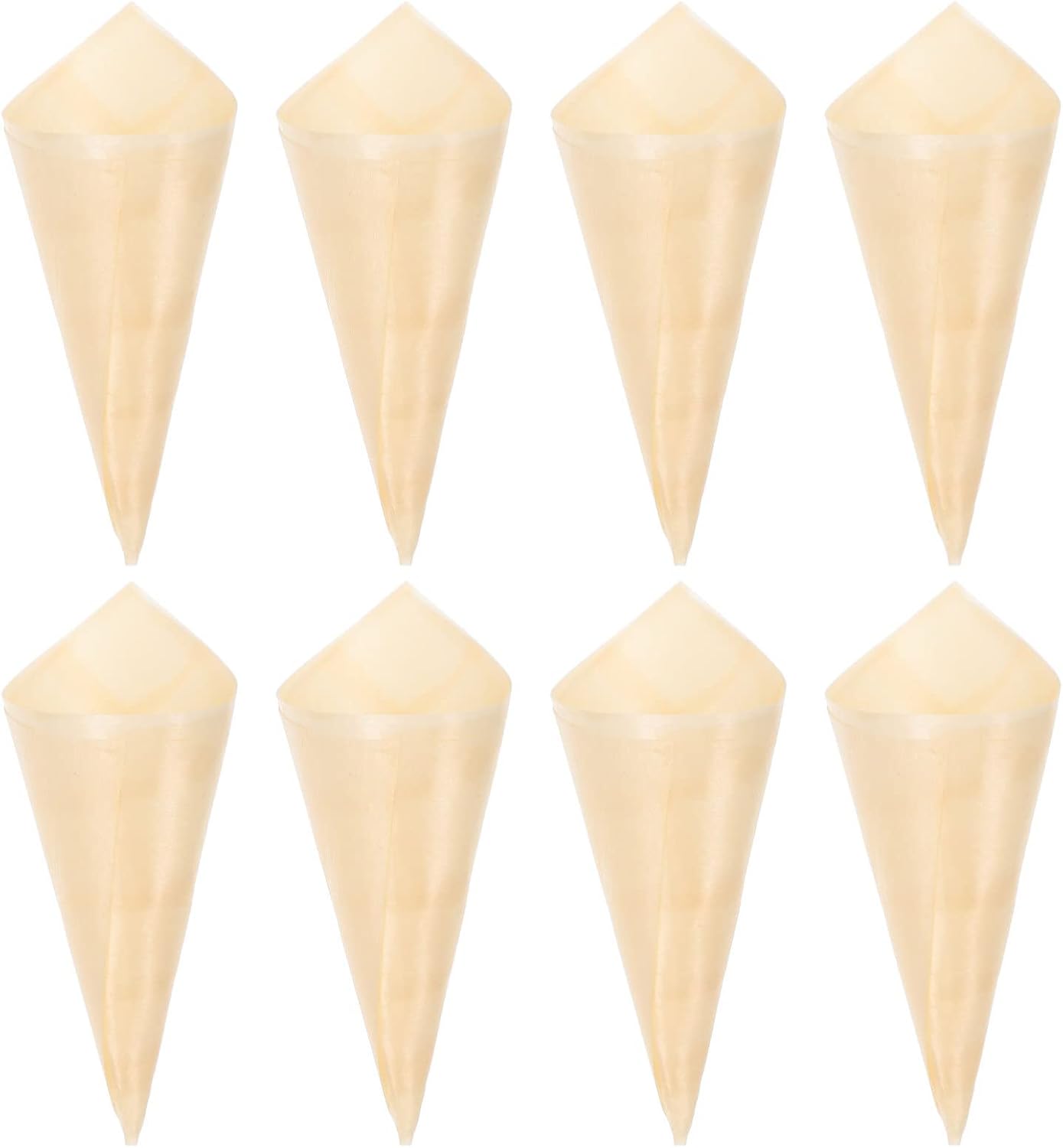 Toddmomy Wooden Veneer Roll 50Pcs Ice Cream Cone Cups - Elegant Snack Serving Container for Parties Weddings and Events