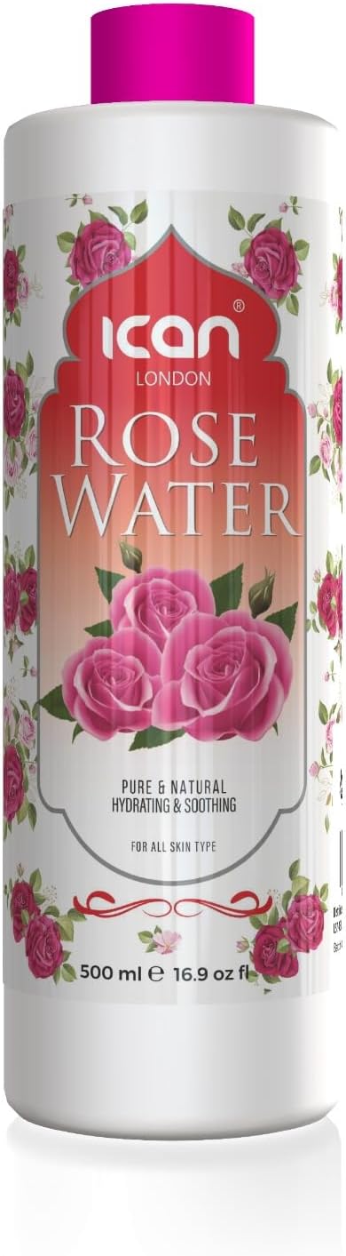100% Pure Natural Rose Water for Facial Hydrating, Smoothing 500ml
