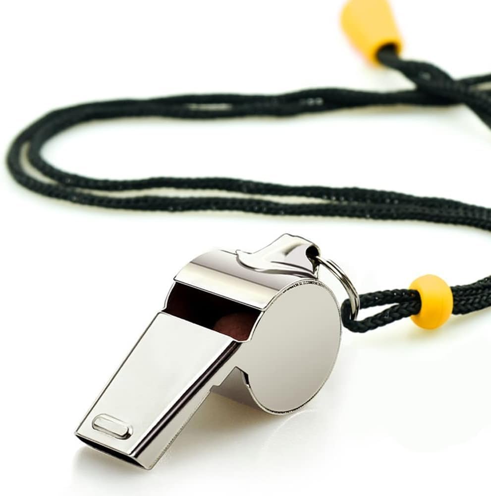 Stainless Steel Sports Whistles with Lanyard, Loud Crisp Sound Whistles Bulk Great for Coaches, Referees, and Officials