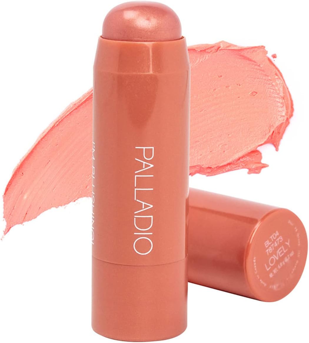 Palladio I'm Blushing 2-in-1 Cheek and Lip Tint, Buildable Lightweight Cream Blush, Sheer Multi Stick Hydrating formula, All day wear, Easy Application, Shimmery, Blends Perfectly onto Skin, Lovely