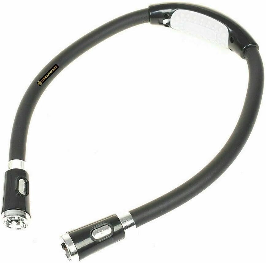 URBANWAZE Elevate Your Night time Reading with Neck Book Light - Hands-Free, 4 LED Bulbs, 3 Adjustable Brightness Levels - Round LED Book Lamp for Bedtime Knitting, Hand Crafting, and Crochet (Black)