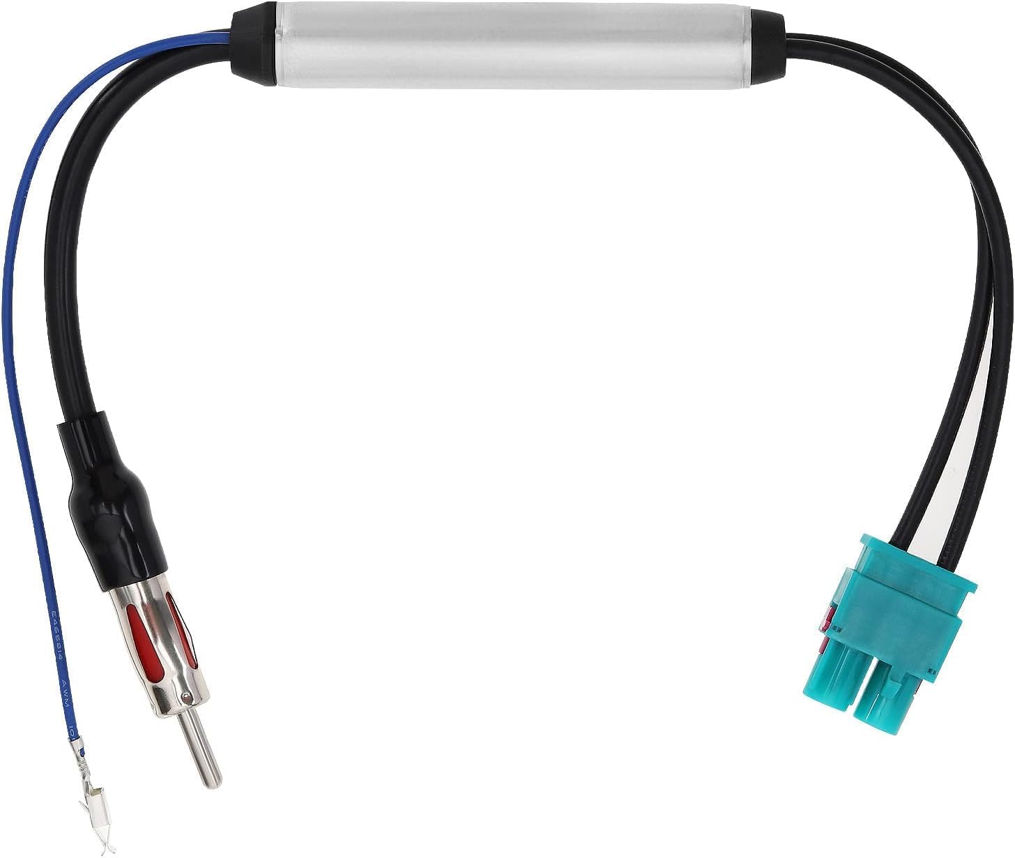 HiAoey Car Stereo FM AM Antenna Signal Amplifier Amp, Fakra to Motorola DIN Plug Converter Adapter for Volkswagen VW Skoda BMW Vehicle Car Audio