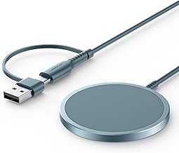 JSAUX Magnetic Wireless Charger Compatible with MagSafe Charger/iPhone 16/16 Pro/16 Plus/16 Pro Max/iPhone 15 Pro Max Plus/iPhone 14 13 12 Series, Wireless Mag Safe Charging Pad, Mag Charger (Blue)