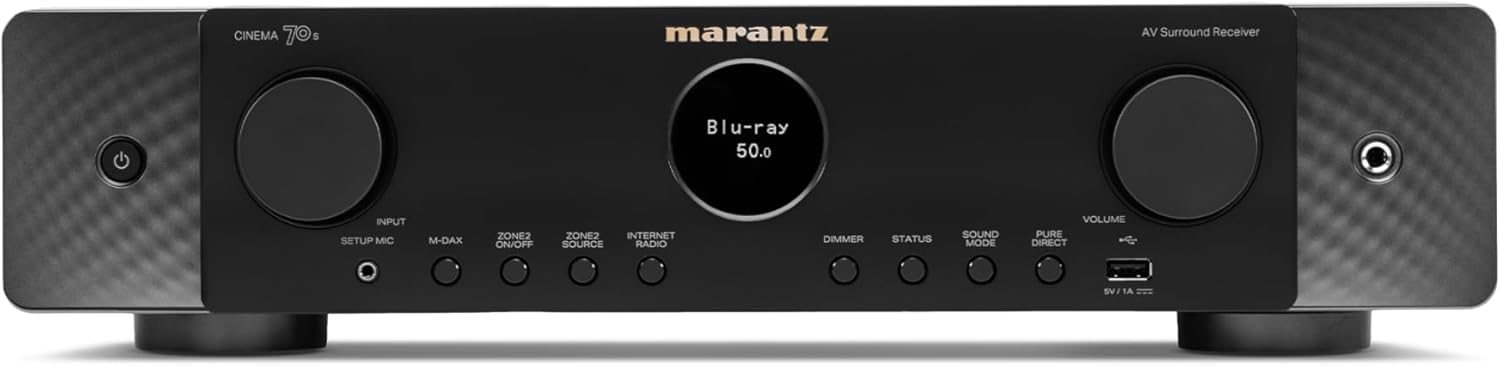 Marantz Cinema 70S 7.2-Ch Receiver (50W X 7) - 4K/120 and 8K Home Theater Receiver, Built-in Bluetooth, Wi-Fi & HEOS Multi-Room, Supports Dolby Atmos, DTS:X