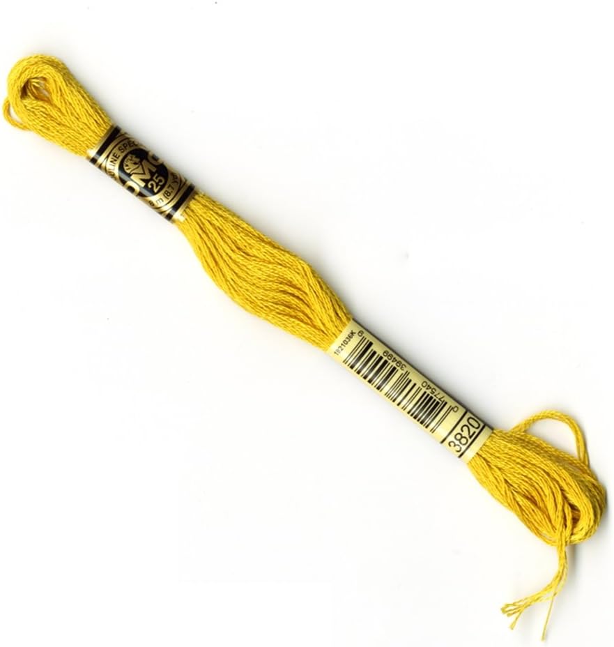 DMC Embroidery Floss, Cotton, # 3820 Yellow, 8 m