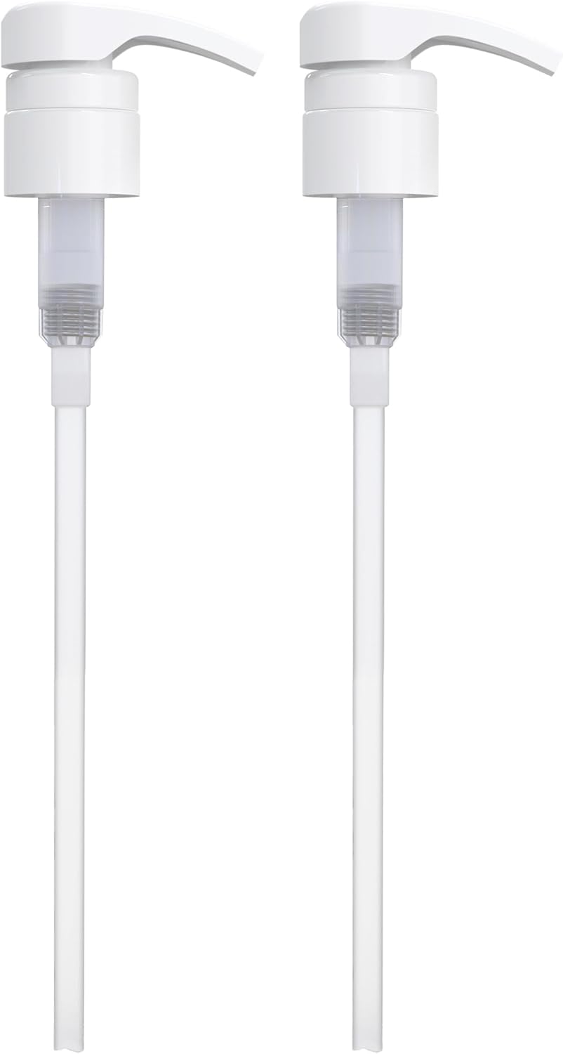 BRIGHTFROM Universal Dispensing Pump, Perfect for Shampoo & Conditioner 1 L (33.8 OZ) - Fits Popular Brands or Any Refillable Bottles from 12oz to 33.8oz with 28/410 Neck Size, White (Pack of 2)
