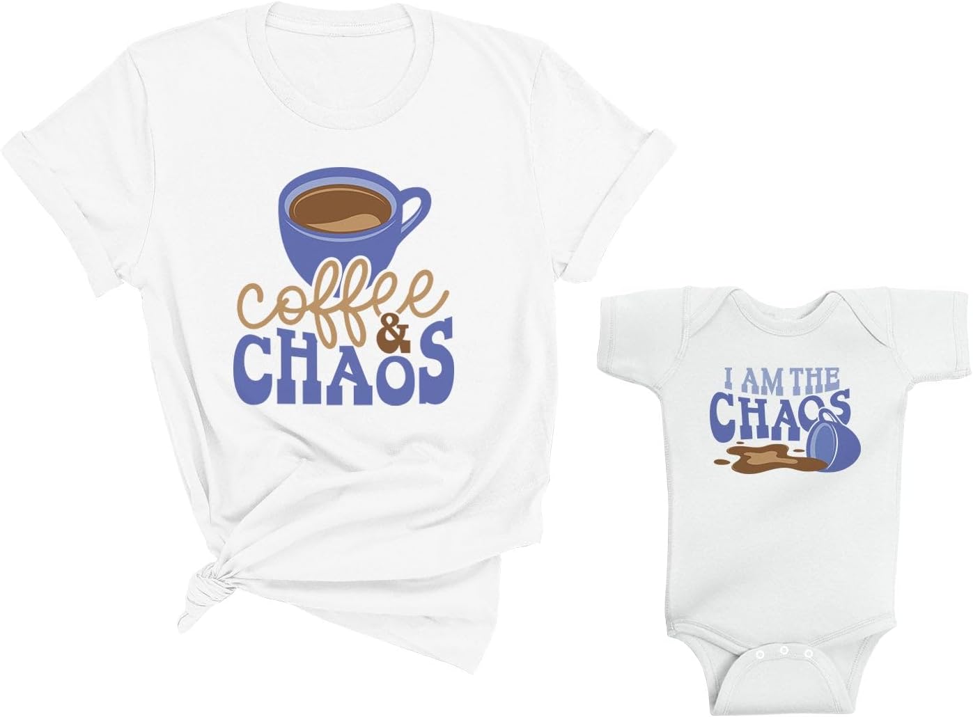 Coffee and Chaos Mommy and Me Matching Shirt with Baby