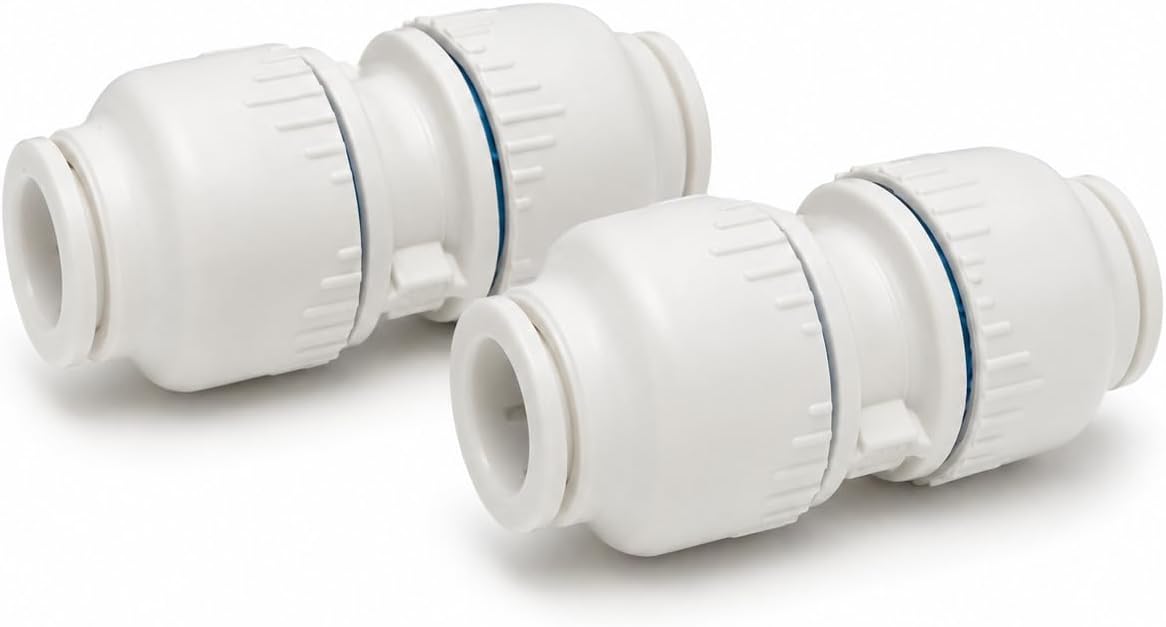 JD Brands 15mm Push Fit Straight Connectors (2 Pack) | Tool-Free Pushfit Plumbing Fittings for 15mm Copper & Plastic Pipes | Easy-Fit Radiator & Water Pipe Fittings – Equal Straight Push-Fit Joint