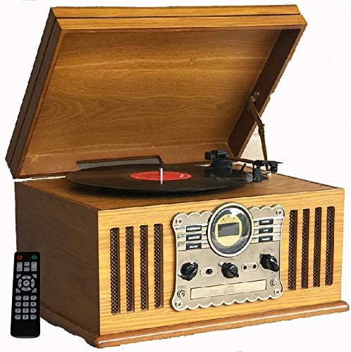 Steepletone Westminster 2018 Nostalgic DAB Radio 7 in 1 Music Centre: 3 Speed Record Player, CD Player, Cassette Player, USB/MP3 RECORDING, FM, Remote Control (Light Wood (BLUETOOTH Version Package)