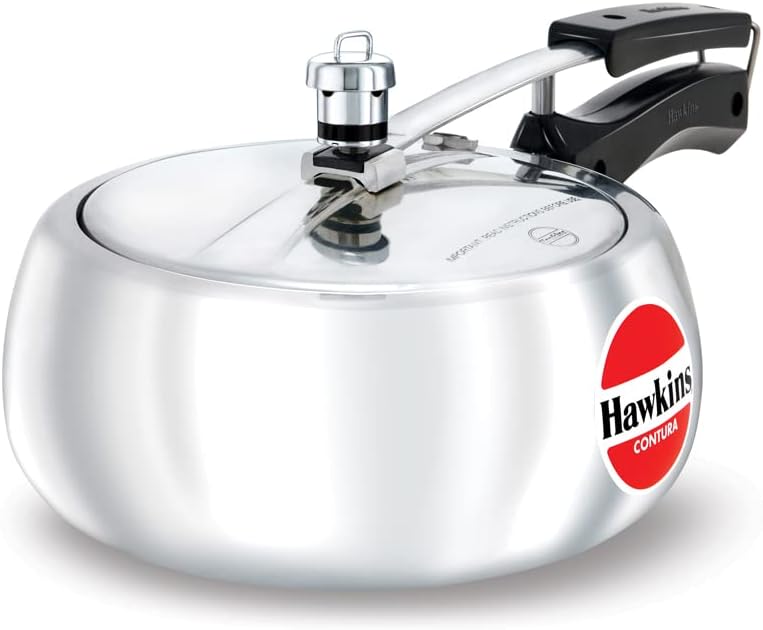 Hawkins Contura 3.5 Litre Pressure Cooker, Handi Cooker, Silver (HC35)