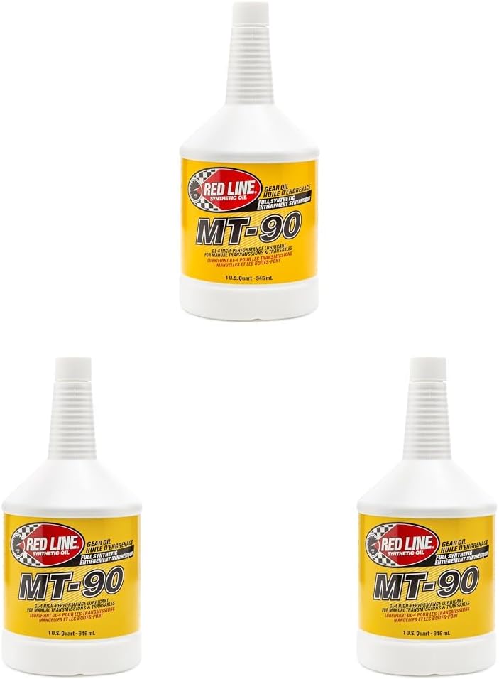 Red Line (50304) MT-90 75W-90 GL-4 Manual Transmission and Transaxle Lubricant - 1 Quart (Pack of 3)