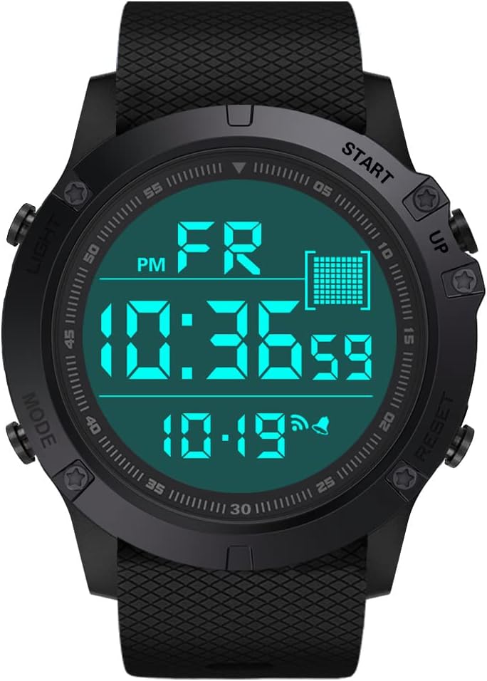 Men's Digital Sports Watch Military Electronic Waterproof Wrist Watches for Men with Stopwatch Countdown Timer Alarm Date LED Backlight